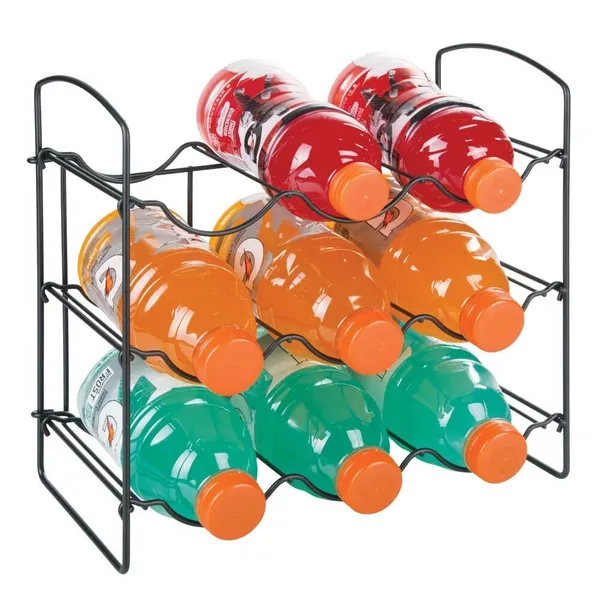 Black_Metal_Water_Bottle_Rack_Storage_Organizer_For_Kitchen_Countertops,_Pantry,_Fridge_-_Stores_Wine,_Beer,_Pop/Soda_-_3_Levels,_Each_Holds_9_Bottles,_Free-Standing____36L_x_20W_x_36H_Centimeters