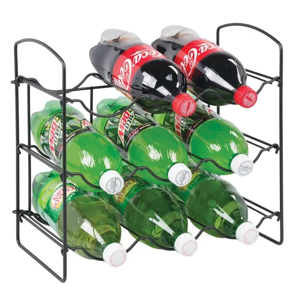 Black_Metal_Water_Bottle_Rack_Storage_Organizer_For_Kitchen_Countertops,_Pantry,_Fridge_-_Stores_Wine,_Beer,_Pop/Soda_-_3_Levels,_Each_Holds_9_Bottles,_Free-Standing____36L_x_20W_x_36H_Centimeters