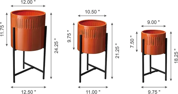 Orange_Mid_Century_Plant_Stand_With_Pot_Set_Of_3_Modern_Metal_Planters_With_Stands_Flower_Pot_Holders_Perfect_For_Indoor_Outdoor_Plants_Plant_Stand_Not_Adjustable_30.5_x_30.5_x_61_Centimeters;_2_kg