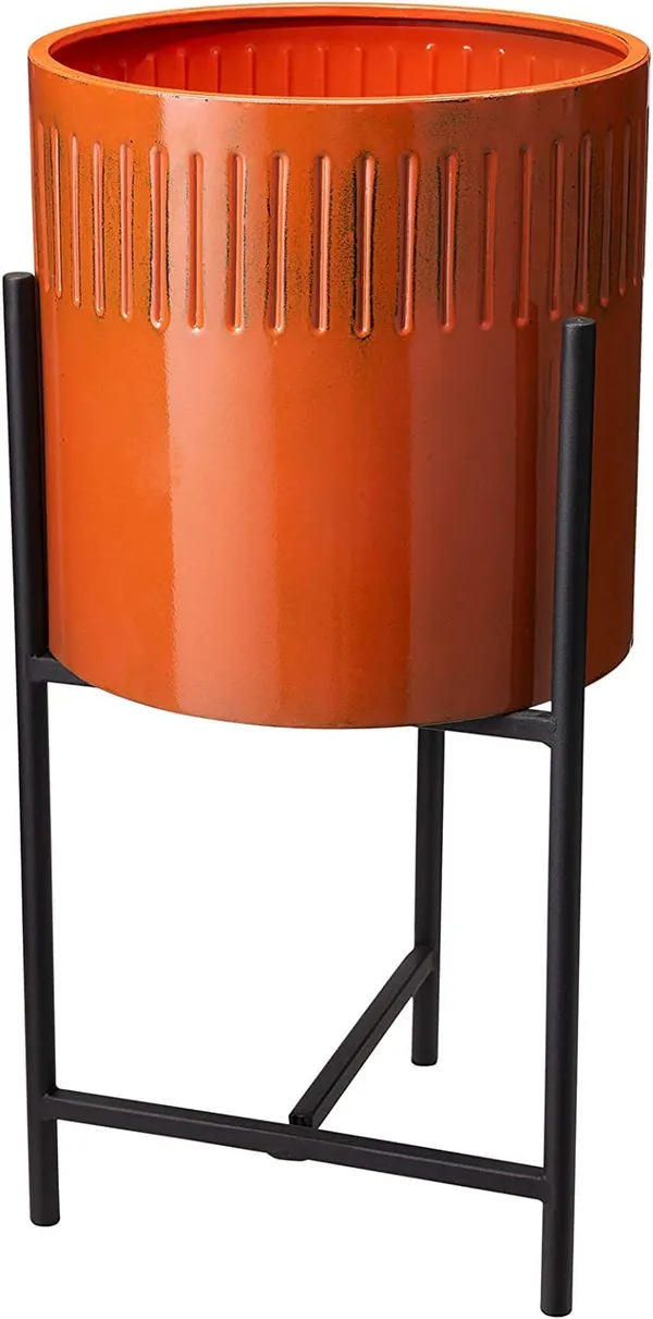 Orange_Mid_Century_Plant_Stand_With_Pot_Set_Of_3_Modern_Metal_Planters_With_Stands_Flower_Pot_Holders_Perfect_For_Indoor_Outdoor_Plants_Plant_Stand_Not_Adjustable_30.5_x_30.5_x_61_Centimeters;_2_kg