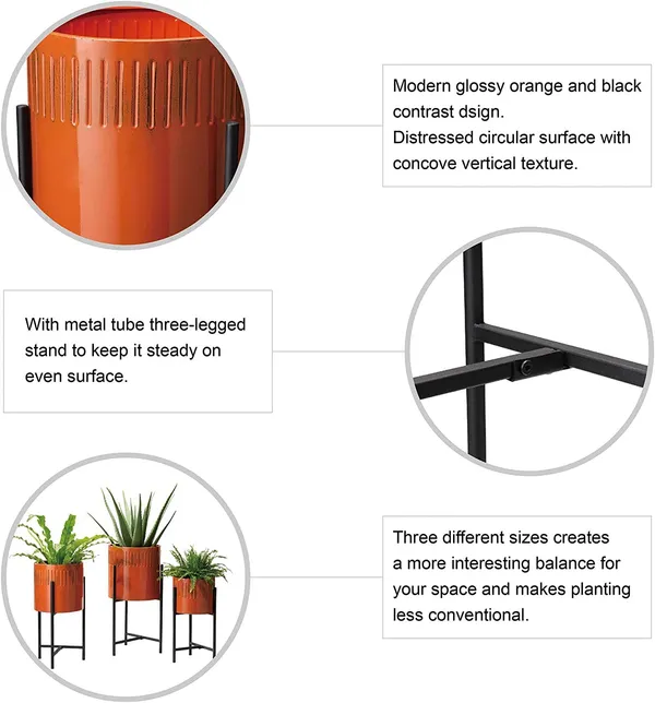 Orange_Mid_Century_Plant_Stand_With_Pot_Set_Of_3_Modern_Metal_Planters_With_Stands_Flower_Pot_Holders_Perfect_For_Indoor_Outdoor_Plants_Plant_Stand_Not_Adjustable_30.5_x_30.5_x_61_Centimeters;_2_kg