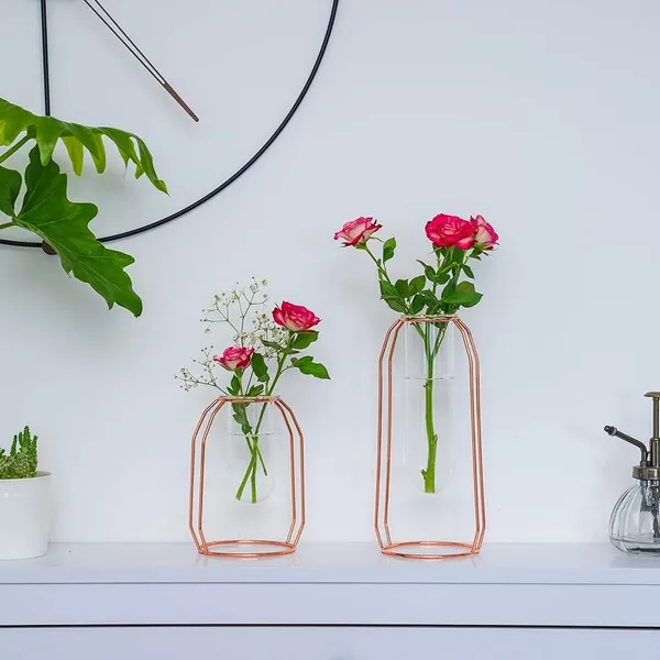Rose_Gold_2_Pcs_Flower_Vases_With_Iron_Art_Frame_Geometric_Plant_Pot,_Centerpiece_Plant_Vase,_Plants_Tabletop_Display_Holder_For_Wedding_Indoor_TableLiving_Room_Decor_10L_x_10W_x_23H_Centimeters