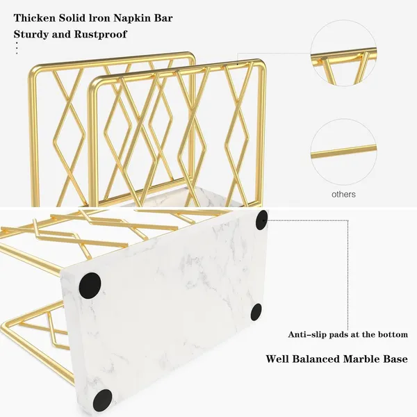 Gold_Elegant_Marble_Standing_Napkin_Dispenser_For_Kitchen,_Dining_Room,_Cocktail,_Picnic,_Bar,_Metal_Tissue_Holder____7.5L_x_14.5W_x_12H_Centimeters