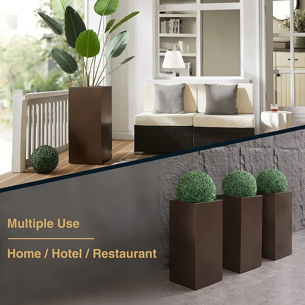 Brown_Tall_Metal_Planters_For_Outdoor_Plants_Decorative_Rectangular_Flower_Pot_Holder_Display_For_Balcony_Galvanized_Iron_21_Inch_Large_Planters_For_Outdoor_Indoor_30L_x_30W_x_53.3H_Centimeters