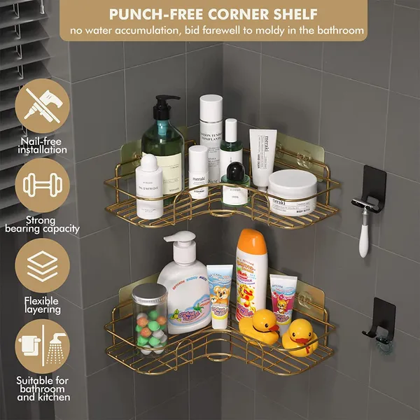 Bronze_Pack_Of_2_Bathroom_Accessory_With_Hooks/Soap_Wall_Mounted_Bathroom_Shelves_With_Adhesive,_Shower_Shelf_For_Toilet,_Dorm_And_Kitchen_Accessories____24.5L_x_10.5W_x_6.5H_Centimeters