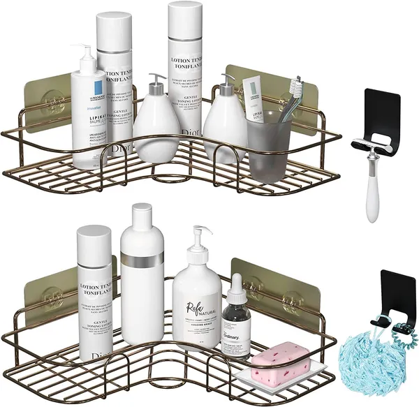 Bronze_Pack_Of_2_Bathroom_Accessory_With_Hooks/Soap_Wall_Mounted_Bathroom_Shelves_With_Adhesive,_Shower_Shelf_For_Toilet,_Dorm_And_Kitchen_Accessories____24.5L_x_10.5W_x_6.5H_Centimeters