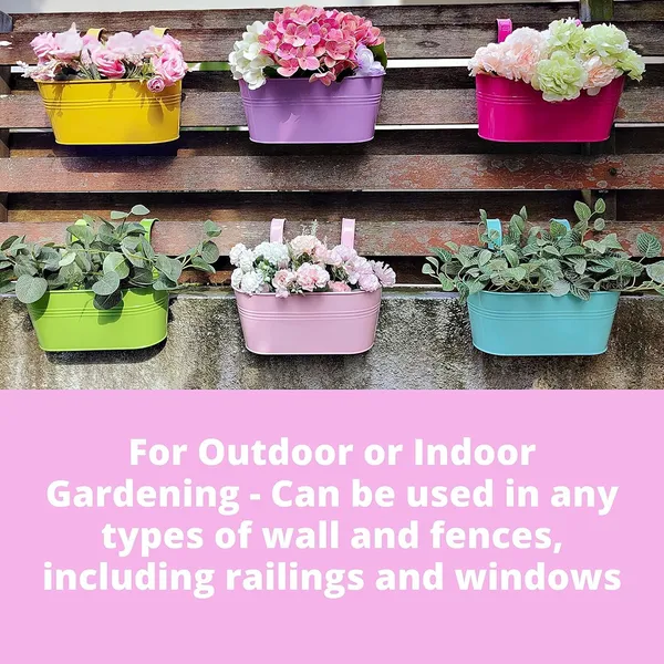 Multicolour_Rail_Planter_Outdoor_Metal_Iron_Hanging_Flower_Buckets_Modern_Countryside_Boho_Style_White_Wall_Mount_Window_Box_Plant_Holder_Hooks_Porch_Decor_(6Set)____25L_x_11W_x_13H_Centimeters
