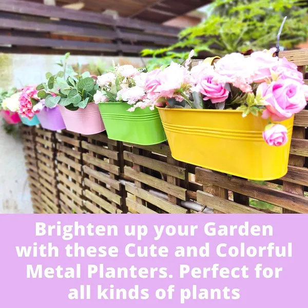 Multicolour_Rail_Planter_Outdoor_Metal_Iron_Hanging_Flower_Buckets_Modern_Countryside_Boho_Style_White_Wall_Mount_Window_Box_Plant_Holder_Hooks_Porch_Decor_(6Set)____25L_x_11W_x_13H_Centimeters
