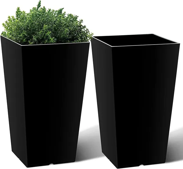 Black_Tall_Planters_For_Outdoor_Plants_Set_Of_2,Outdoor_Planters_For_Front_Porch_Balcony,21_Inch_Large_Planters_For_Outdoor_Indoor_Garden_Patio_25_x_25_x_50_Centimeters