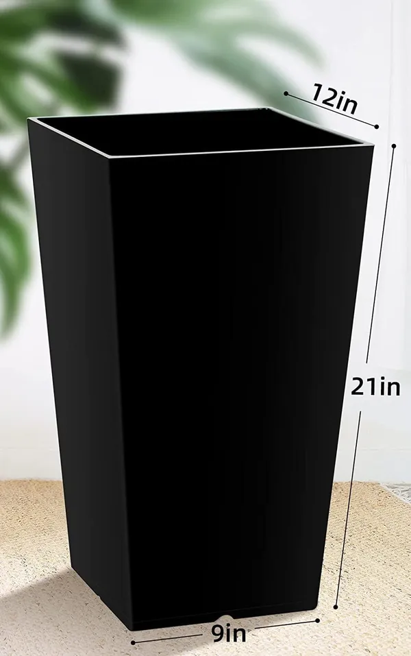 Black_Tall_Planters_For_Outdoor_Plants_Set_Of_2,Outdoor_Planters_For_Front_Porch_Balcony,21_Inch_Large_Planters_For_Outdoor_Indoor_Garden_Patio_25_x_25_x_50_Centimeters