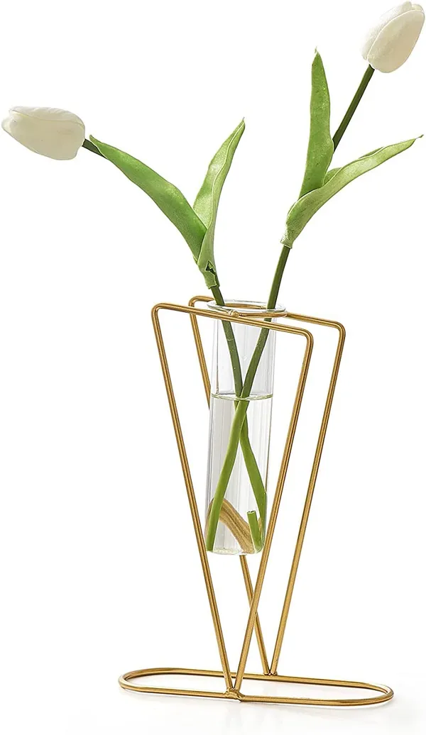 Gold_Metal_Vase_For_Shelf_Decor,_Glass_Tube_Vase_With_Round_Metal_Stand,Vases_Decorations_For_Wedding_Table_Centerpieces,_Entryway,_Bookshelf,_Wedding_Party_(Triangle)____15L_x_10W_x_25H_Centimeters