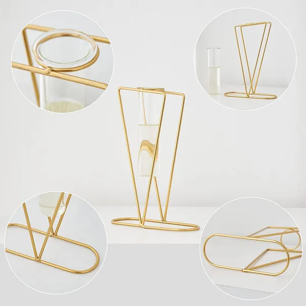Gold_Metal_Vase_For_Shelf_Decor,_Glass_Tube_Vase_With_Round_Metal_Stand,Vases_Decorations_For_Wedding_Table_Centerpieces,_Entryway,_Bookshelf,_Wedding_Party_(Triangle)____15L_x_10W_x_25H_Centimeters
