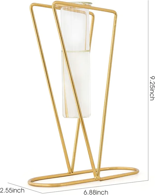 Gold_Metal_Vase_For_Shelf_Decor,_Glass_Tube_Vase_With_Round_Metal_Stand,Vases_Decorations_For_Wedding_Table_Centerpieces,_Entryway,_Bookshelf,_Wedding_Party_(Triangle)____15L_x_10W_x_25H_Centimeters
