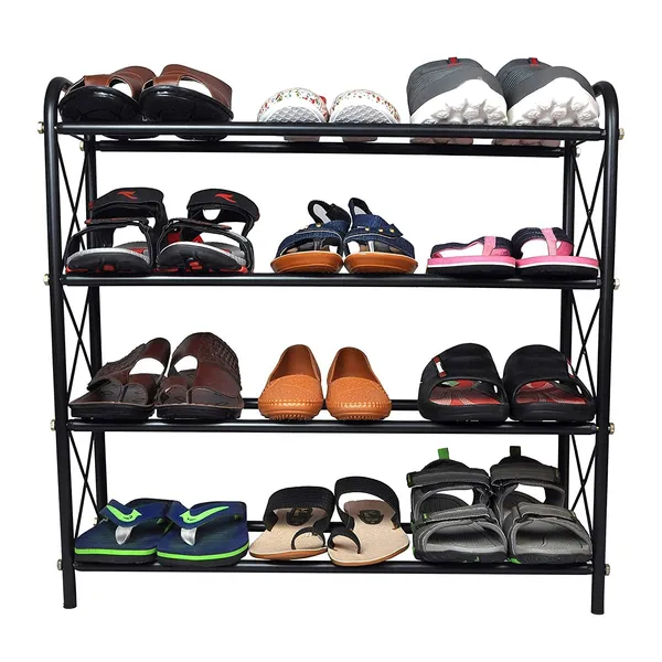 Black_Creative_In_Innovation_Metal_Shoe_Rack/Storage/Organizer/Stand_For_Home,_Stand,_Metal,_Rustproof_(2_Tier)____64L_x_21W_x_64H_Centimeters
