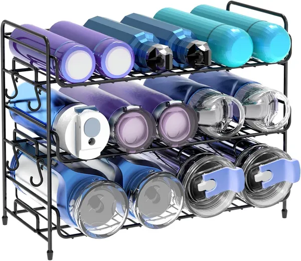 Black_Water_Bottle_Organizer,_3-Tier_Water_Bottle_Organizer_For_Cabinet,_Tumbler_Travel_Cup_Holder,_Pantry_Kitchen_Stackable_Storage_Rack_For_Shaker_Bottle_18L_x_41W_x_32H_Centimeters