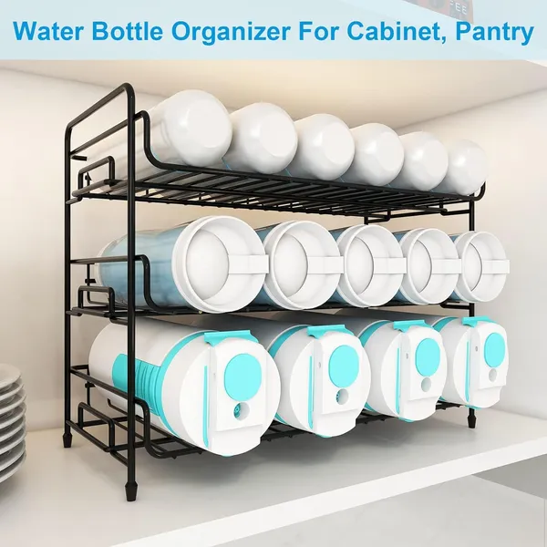Black_Water_Bottle_Organizer,_3-Tier_Water_Bottle_Organizer_For_Cabinet,_Tumbler_Travel_Cup_Holder,_Pantry_Kitchen_Stackable_Storage_Rack_For_Shaker_Bottle_18L_x_41W_x_32H_Centimeters