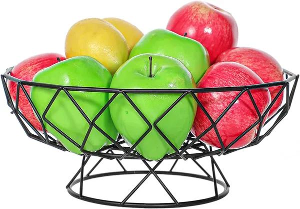 Black_Metal_Fruit_Bowl_For_Kitchen_Counter,_Modern_Wire_Fruit_Basket_Storage_Stand,_Countertop_Vegetable_Bread_Snack_Hold_For_Dining_Table___28W_x_12H_Centimeters