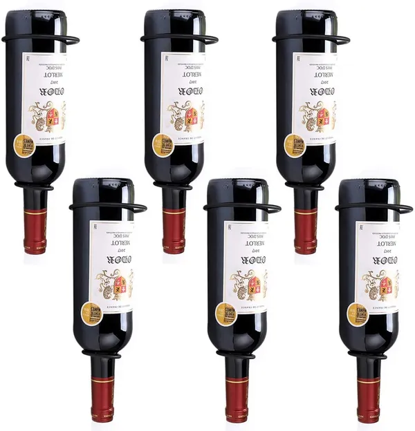 Multicolor_Set_Of_6_Wall_Mounted_Wine_Rack_Holders_-_Metal_Wine_Bottle_Display_Holder_With_Hardware,_Wall_Hanging_Red_Wine_Bottle_Organizer_Racks_For_Storage_Beverages_9L_x_5W_x_18H_Centimeters