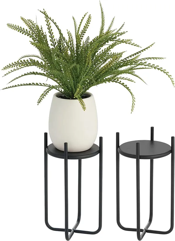 Matte_Black_Metal_Steel_Modern_12_Inch_Medium_Plant_Stand,_Planter_Holder,_With_Decorative_Crisscross_Design_For_Table,_Floor;_Holds_Indoor/Outdoor_Plants,_Flower_Pot_Stand_17_x_17_x_30_Centimeters