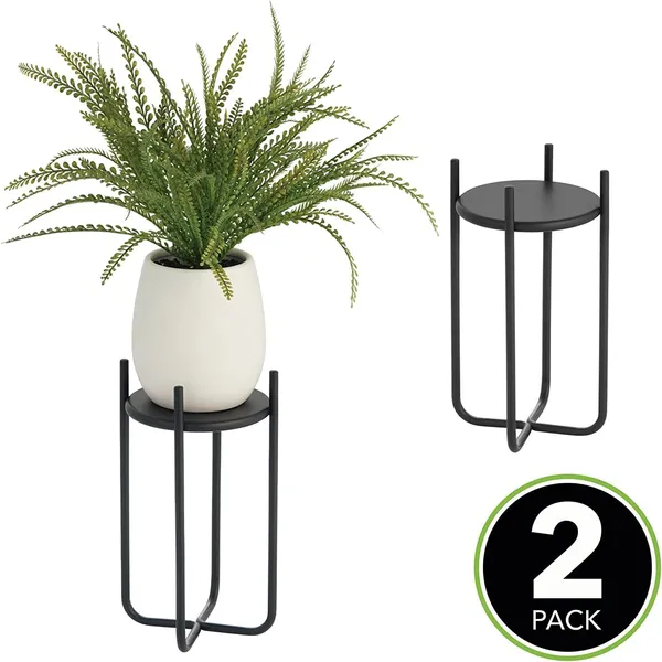 Matte_Black_Metal_Steel_Modern_12_Inch_Medium_Plant_Stand,_Planter_Holder,_With_Decorative_Crisscross_Design_For_Table,_Floor;_Holds_Indoor/Outdoor_Plants,_Flower_Pot_Stand_17_x_17_x_30_Centimeters