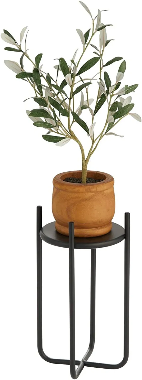 Matte_Black_Metal_Steel_Modern_12_Inch_Medium_Plant_Stand,_Planter_Holder,_With_Decorative_Crisscross_Design_For_Table,_Floor;_Holds_Indoor/Outdoor_Plants,_Flower_Pot_Stand_17_x_17_x_30_Centimeters