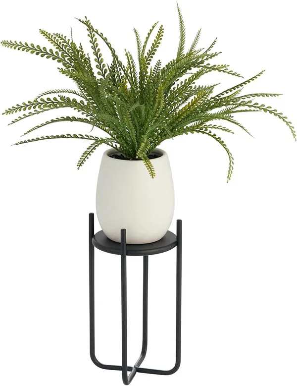 Matte_Black_Metal_Steel_Modern_12_Inch_Medium_Plant_Stand,_Planter_Holder,_With_Decorative_Crisscross_Design_For_Table,_Floor;_Holds_Indoor/Outdoor_Plants,_Flower_Pot_Stand_17_x_17_x_30_Centimeters