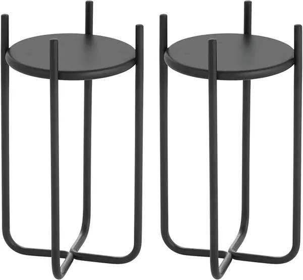 Matte_Black_Metal_Steel_Modern_12_Inch_Medium_Plant_Stand,_Planter_Holder,_With_Decorative_Crisscross_Design_For_Table,_Floor;_Holds_Indoor/Outdoor_Plants,_Flower_Pot_Stand_17_x_17_x_30_Centimeters