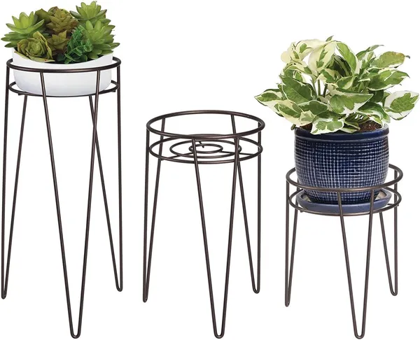 Bronze_Set_Of_3_Metal_Indoor/Outdoor_Plant_Stands_-_Modern_Plant_Stand_With_Hairpin_Legs_For_Flowers,_Plants,_Greenery,_Succulents,_Pot_Containers,_Concerto_Collection__7_x_7_x_42_Centimeters