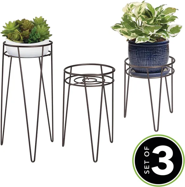 Bronze_Set_Of_3_Metal_Indoor/Outdoor_Plant_Stands_-_Modern_Plant_Stand_With_Hairpin_Legs_For_Flowers,_Plants,_Greenery,_Succulents,_Pot_Containers,_Concerto_Collection__7_x_7_x_42_Centimeters