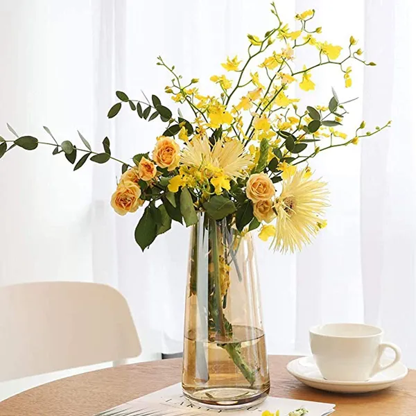 Yellow_Glass_Vase_For_Centerpieces,_22_Cm_Modern_Flower_Plant_Bud_Vase_Decoration_For_Office_Home_Kitchen,_Gift_For_Wedding_Christmas_Housewarming____10L_x_10W_x_22H_Centimeters