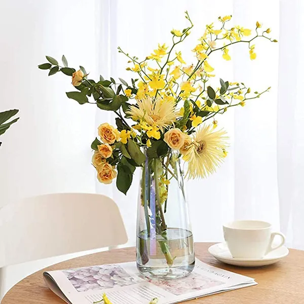 Yellow_Glass_Vase_For_Centerpieces,_22_Cm_Modern_Flower_Plant_Bud_Vase_Decoration_For_Office_Home_Kitchen,_Gift_For_Wedding_Christmas_Housewarming____10L_x_10W_x_22H_Centimeters