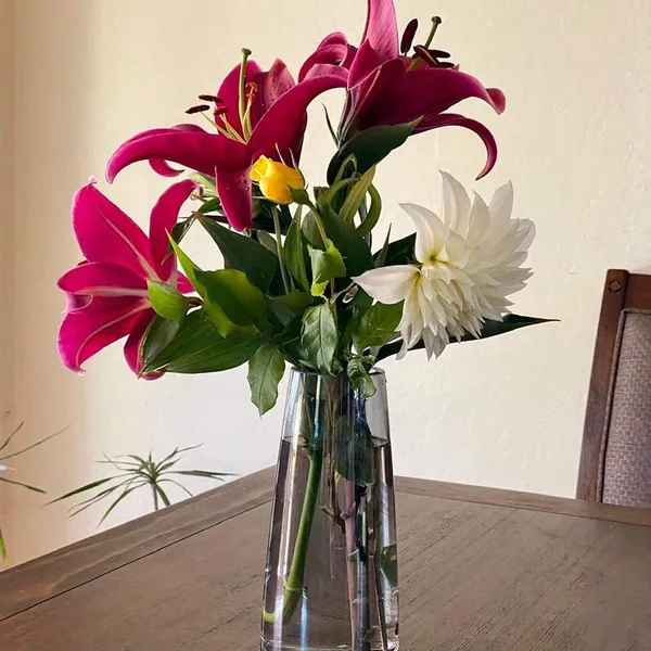Yellow_Glass_Vase_For_Centerpieces,_22_Cm_Modern_Flower_Plant_Bud_Vase_Decoration_For_Office_Home_Kitchen,_Gift_For_Wedding_Christmas_Housewarming____10L_x_10W_x_22H_Centimeters