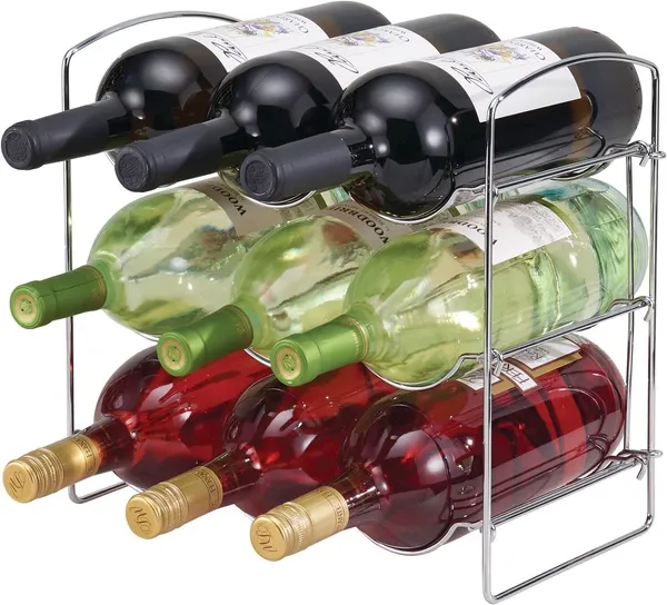 Silver_Metal_Water_Bottle_Rack_Storage_Organizer_Kitchen_Countertop_Pantry_Fridge_Store_Wine_Beer_Pop_Soda_3_Level_Each_Hold_9_Bottles_Free_Standing