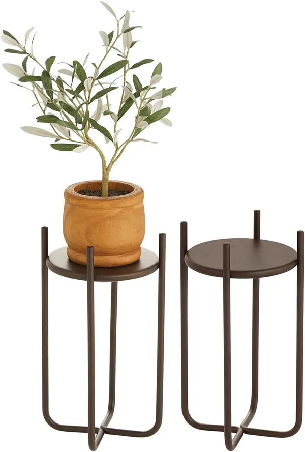 Bronze_Metal_Steel_Modern_12_Inch_Medium_Plant_Stand,_Planter_Holder,_With_Decorative_Crisscross_Design_For_Table,_Floor;_Holds_Indoor/Outdoor_Plants,_Flower_Pot_Stand__17_x_17_x_30_Centimeters