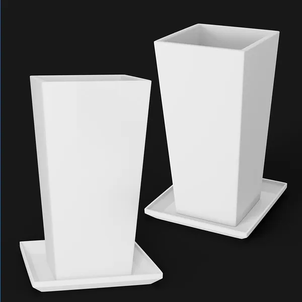 White_Tall_Metal_Planters_22_Inch_Tall,_Set_Of_2_Decorative_Rectangular_Display_For_Outdoor_And_Indoors,_With_14"_Tray_For_Entry,_Patio____33L_x_33W_x_70H_Centimeters