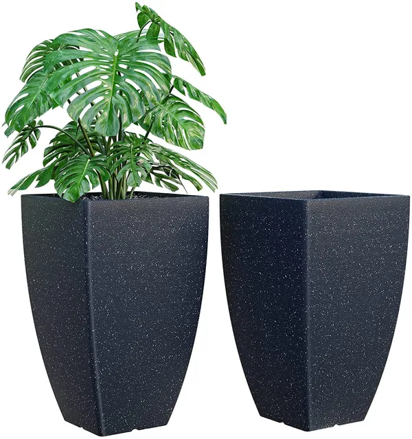 Black_Tall_Metal_Planters_For_Outdoor_Plants_Set_Of_2,For_Front_Porch_Balcony,_Galvanized_For_Outdoor_Indoor_Garden_Patio_(Texture)_30_x_30_x_53_Centimeters