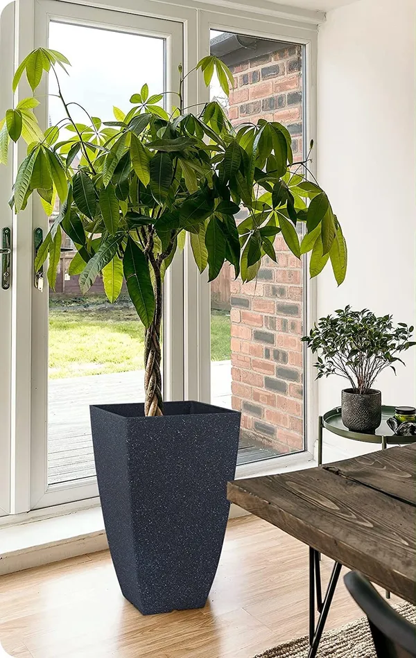 Black_Tall_Metal_Planters_For_Outdoor_Plants_Set_Of_2,For_Front_Porch_Balcony,_Galvanized_For_Outdoor_Indoor_Garden_Patio_(Texture)_30_x_30_x_53_Centimeters