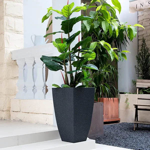 Black_Tall_Metal_Planters_For_Outdoor_Plants_Set_Of_2,For_Front_Porch_Balcony,_Galvanized_For_Outdoor_Indoor_Garden_Patio_(Texture)_30_x_30_x_53_Centimeters