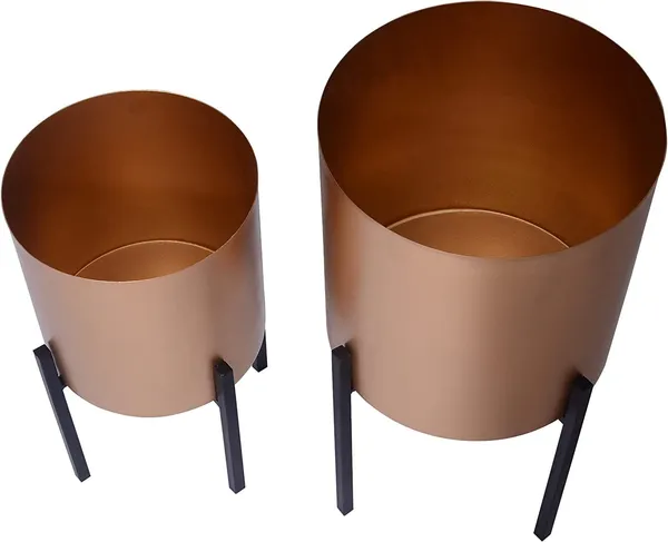 Gold_18,_14_Inch_Round_Indoor_Planter,_Iron_Stand,_Set_Of_2__25.4_x_25.4_x_45.7_Centimeters