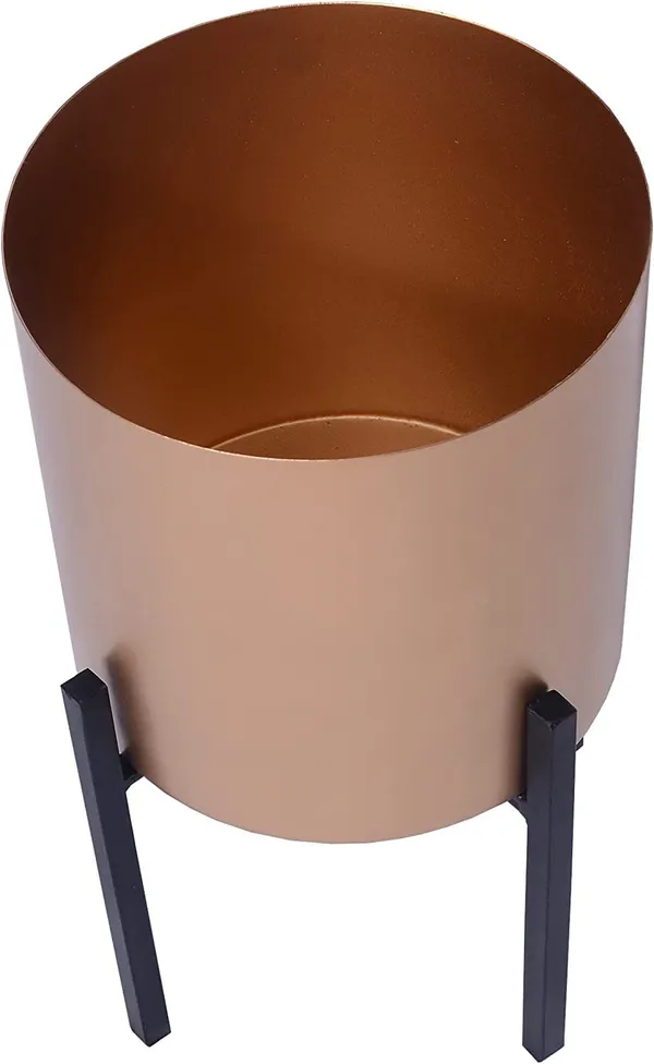 Gold_18,_14_Inch_Round_Indoor_Planter,_Iron_Stand,_Set_Of_2__25.4_x_25.4_x_45.7_Centimeters