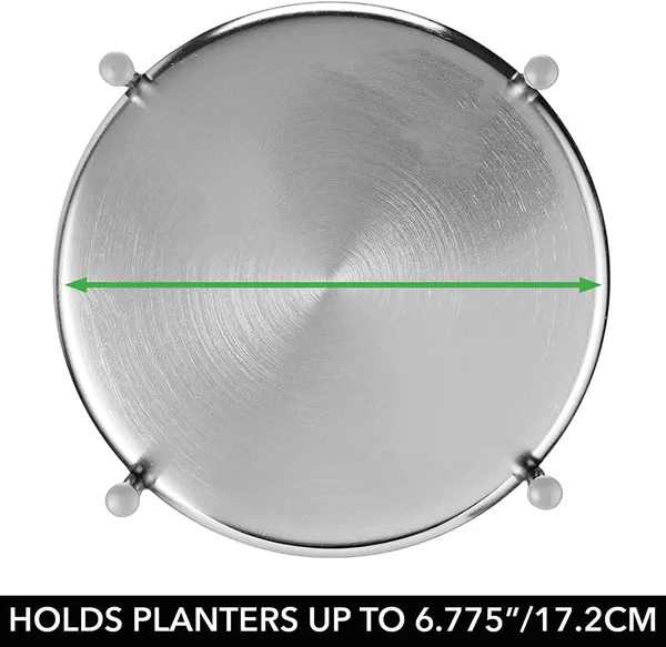 Chrome_Metal_Steel_Modern_12_Inch_Medium_Plant_Stand,_Planter_Holder,_With_Decorative_Crisscross_Design_For_Table,_Floor;_Holds_Indoor/Outdoor_Plants,_Flower_Pot_Stand__17_x_17_x_30_Centimeters