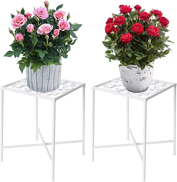 White_Indoor_Outdoor_Plant_Stand_Midcentury_Modern_Flower_Pot_Stands_Waterproof_Rustproof_Garden_Container_Supports_Square_Iron_Display_Rack_For_Planter_(Pack_of_2)__20.3_x_20.3_x_27.9_Centimeters