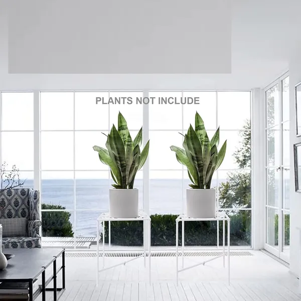 White_Indoor_Outdoor_Plant_Stand_Midcentury_Modern_Flower_Pot_Stands_Waterproof_Rustproof_Garden_Container_Supports_Square_Iron_Display_Rack_For_Planter_(Pack_of_2)__20.3_x_20.3_x_27.9_Centimeters