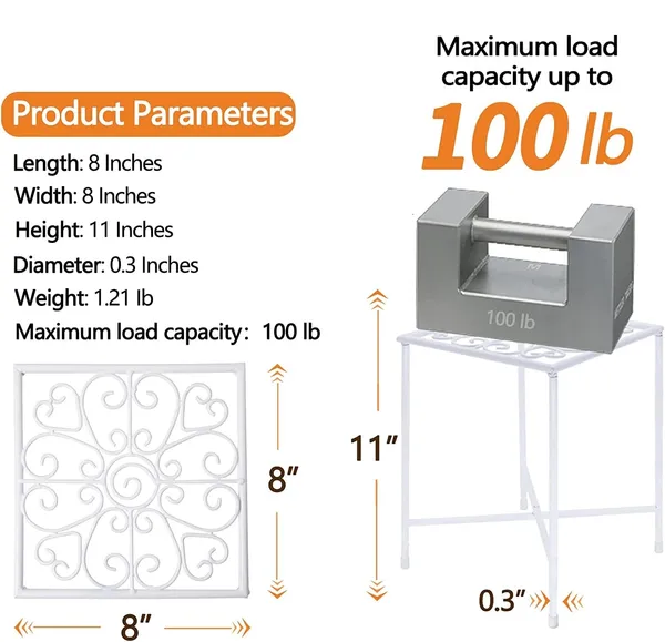 White_Indoor_Outdoor_Plant_Stand_Midcentury_Modern_Flower_Pot_Stands_Waterproof_Rustproof_Garden_Container_Supports_Square_Iron_Display_Rack_For_Planter_(Pack_of_2)__20.3_x_20.3_x_27.9_Centimeters