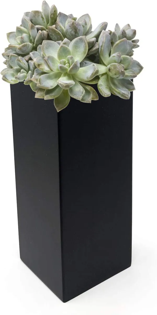 Black_Modern_Square_Vase_Planter_Flower_Pots_Indoor_Desktop_Plant_Holder_Centerpieces_Decorative_Art_Table_Vase_Tabletop_Entryway,_Bookshelf_3.5"_X_3.5"_X_8''_Inch____8.9L_x_8.9W_x_20.3H_Centimeters