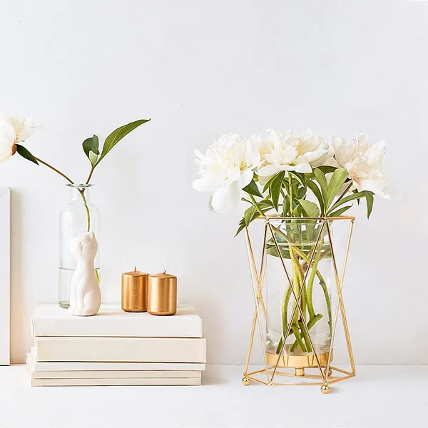 Gold_Flower_Vase_Metal_Stand_Glass_Tube_Geometric_Decor_Vase,_Modern_Large_Vase_Suitable_Floral_Home_Wedding_Office_Centerpiece_(Gold_9_Inch)____15L_x_15W_x_23H_Centimeters