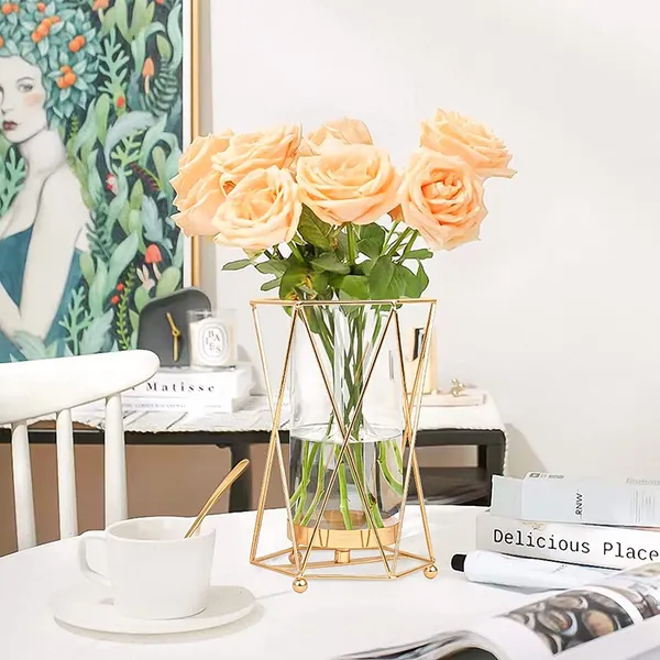 Gold_Flower_Vase_Metal_Stand_Glass_Tube_Geometric_Decor_Vase,_Modern_Large_Vase_Suitable_Floral_Home_Wedding_Office_Centerpiece_(Gold_9_Inch)____15L_x_15W_x_23H_Centimeters