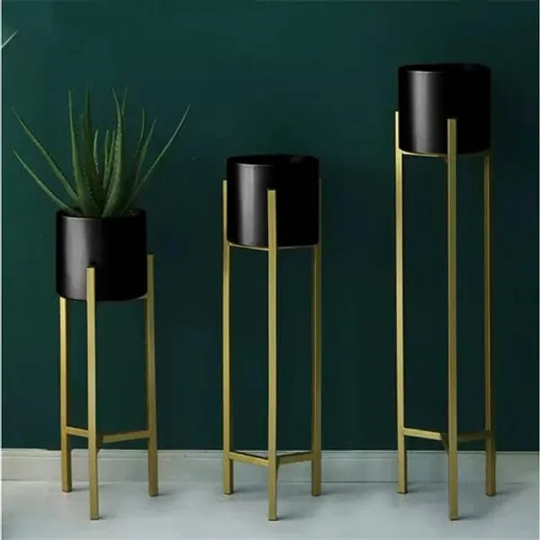 White_Elegent_Modern_Style_Planter_Stand_Set_Of_3_With_Pot_Rustproof_Iron_Metal_Excellent_Finish_For_Indoor_And_Outdoor_Planter_Suitable_For_Living_Room/Drawing_Room/Garden__25_x_25_x_70_Centimeters
