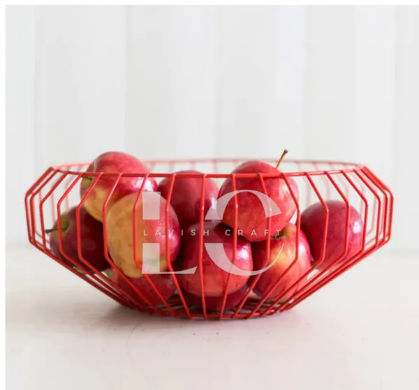 Red_Fruit_Basket_Decorative_Fruit_Bowl_Wrought_Iron_Wire_Stand_For_Kitchen_Dining_Table,_Living/Drawing_Room_Rust_Free_Shiny_Finish_Stable_Frame,_Easy_Assemble_(Model_-12)___25W_x_25H_Centimeters