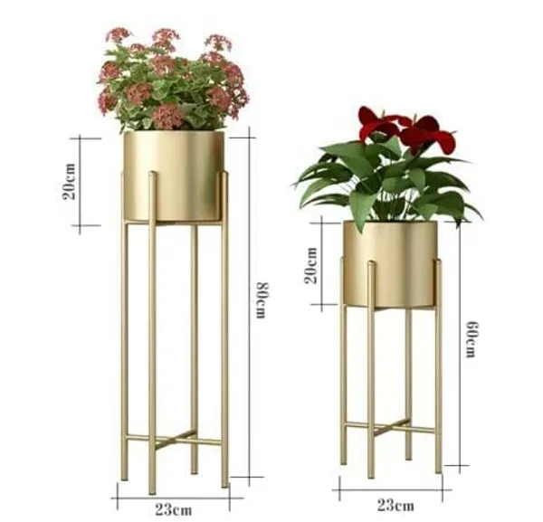 White_Set_Of_2_Metal_Plant_Stand_Decorative_Flower_Indoor,_Outdoor_Balcony,_Home_Decor_Decoration_Easy_Wrought_70_x_23_x_23_Centimeters